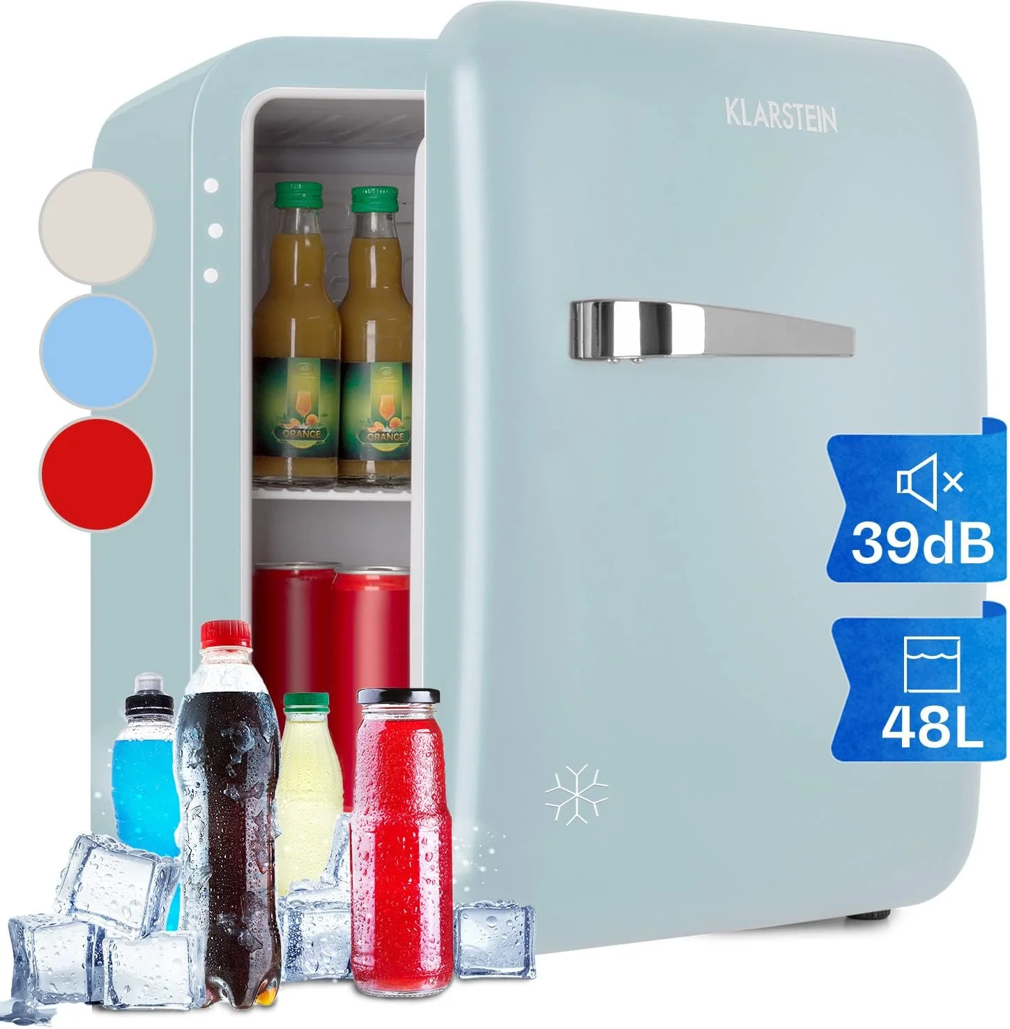 Klarstein Audrey Mini - kleiner K��hlschrank, kompakte Mini-Bar, freistehend, Kompressionsk��hlung, Fassungsverm?gen, K��hlung: 0-10 ��C, Mini-K��hlschrank mit 70 Liter Fassungsverm?gen, rot