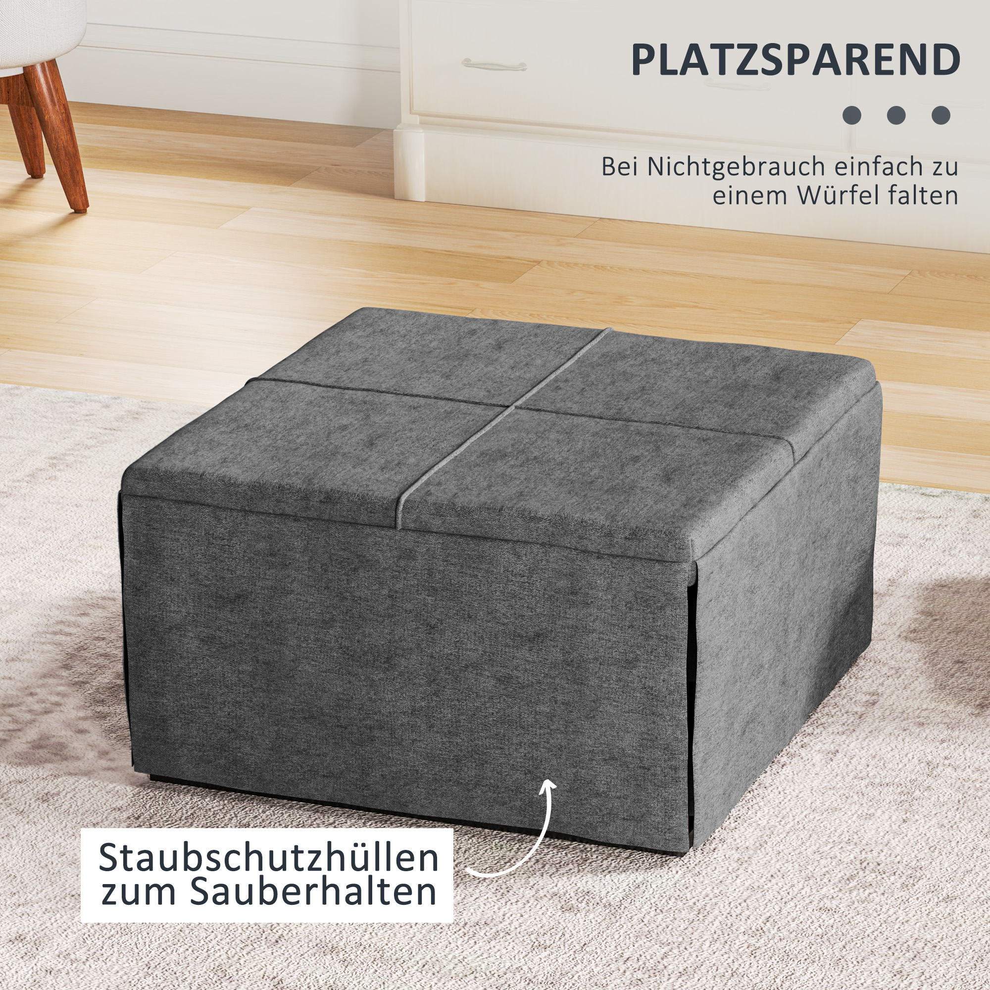 Opklapbaar Bed, met Matras en Stofhoes, 190 x 69 x 38,5 cm, Grijs