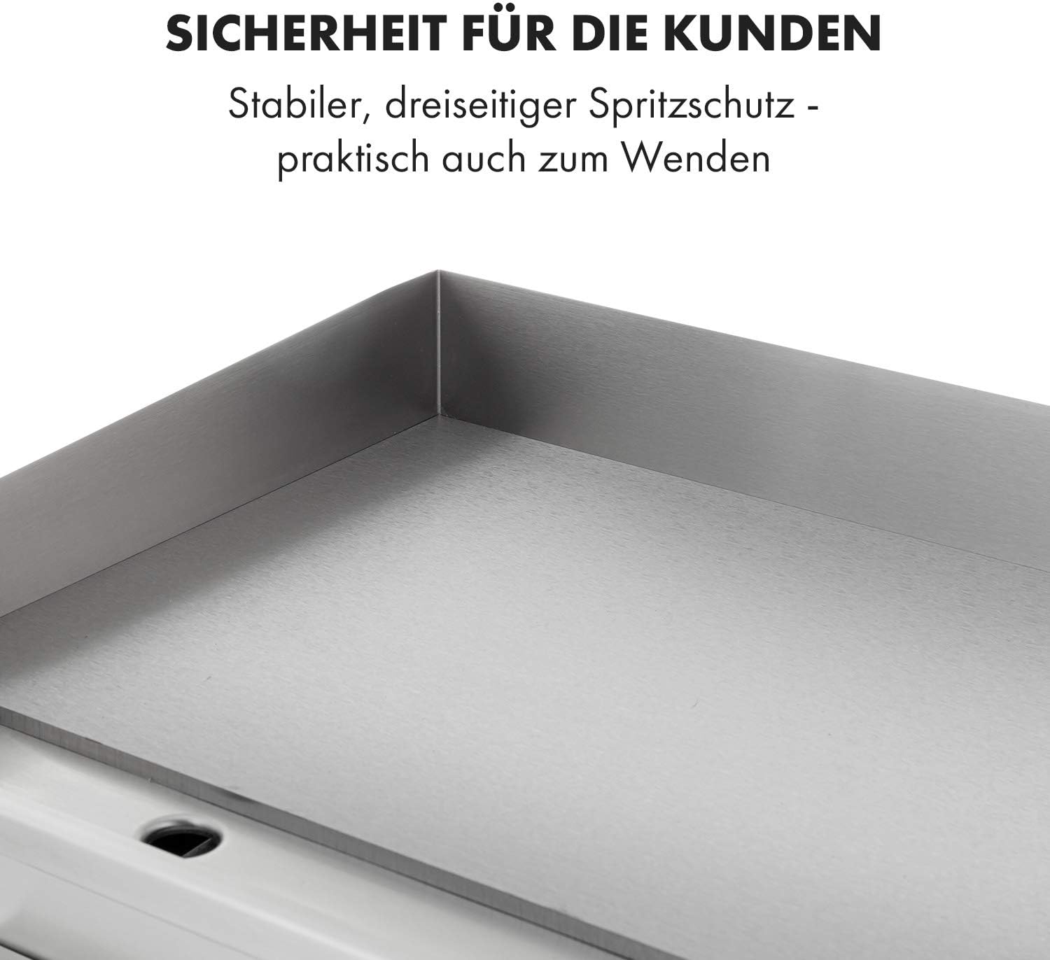 Klarstein Elektrogrill, Grillplatte, Elektrische Grillplatte, Tischgrill, Elektrogrill aus Edelstahl, Spritzschutz & Auffangbehälter, Glatte XL Grillfläche: 54,5x35 cm, Stufenlos 50-300 °C, 3000 Watt