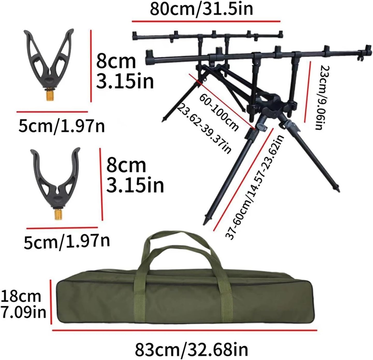 Einstellbar Versenkbare Karpfen Angelrute Pod Ständer Halter for 5 Angelruten Stange Unterstützung JS-B5 Angeln Zubehör