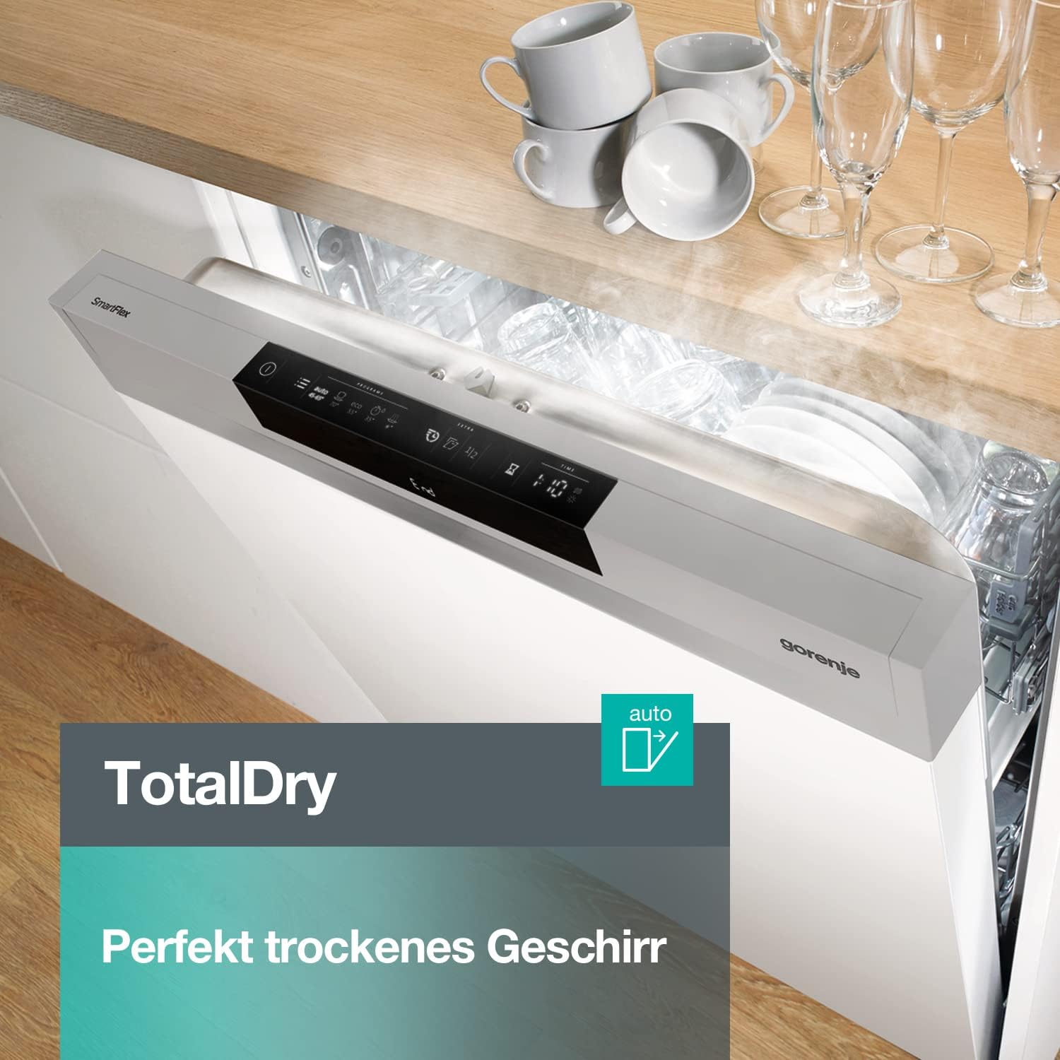 Gorenje GI 520 E15X Teilintegrierbarer Geschirrspüler / 45cm / 9 Maßgedecke / 5 Programme / 1h Reinigungsprogramm / höhenverstellbarer Oberkorb / vollständiger Überlaufschutz, Eingebaut, Edelstahl