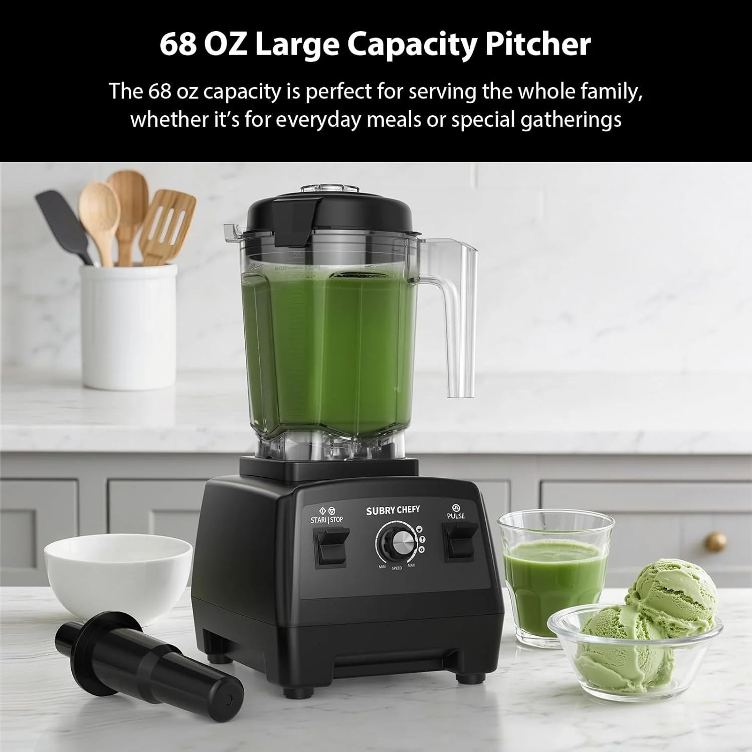 Countertop Blender Pro 2000W, Professional High Speed Blender 68 oz, Heavy Duty Kitchen Mixer