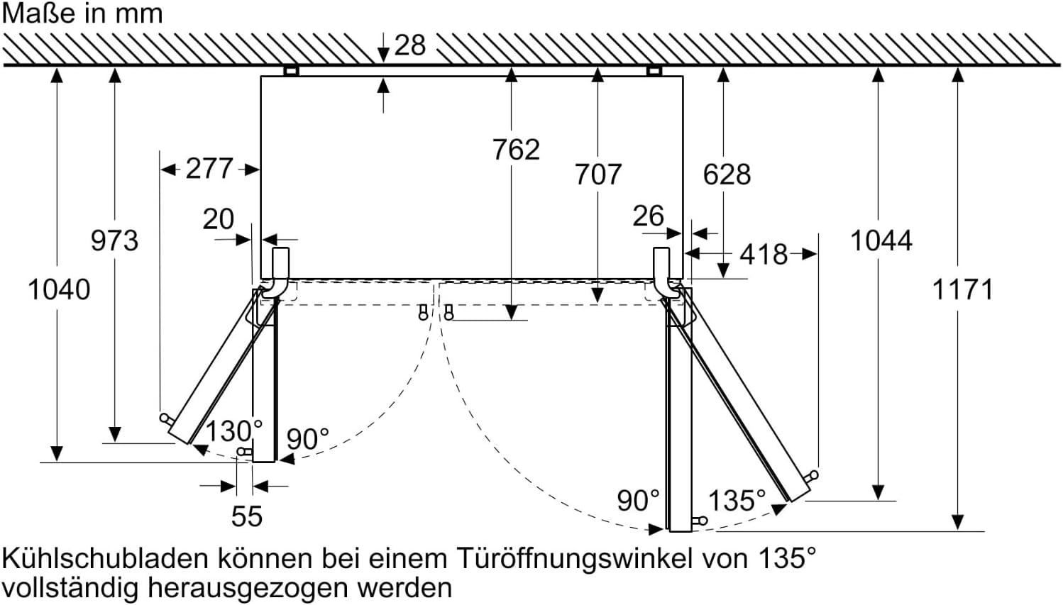 SIEMENS KF96NVPEA iQ300 Multi-Door-Kühlschrank, 183 x 91 cm, 405 L Kühlen & 200 L Gefrieren, hyperFresh längere Frische, noFrost nie wieder abtauen, superCooling schnellere Kühlung