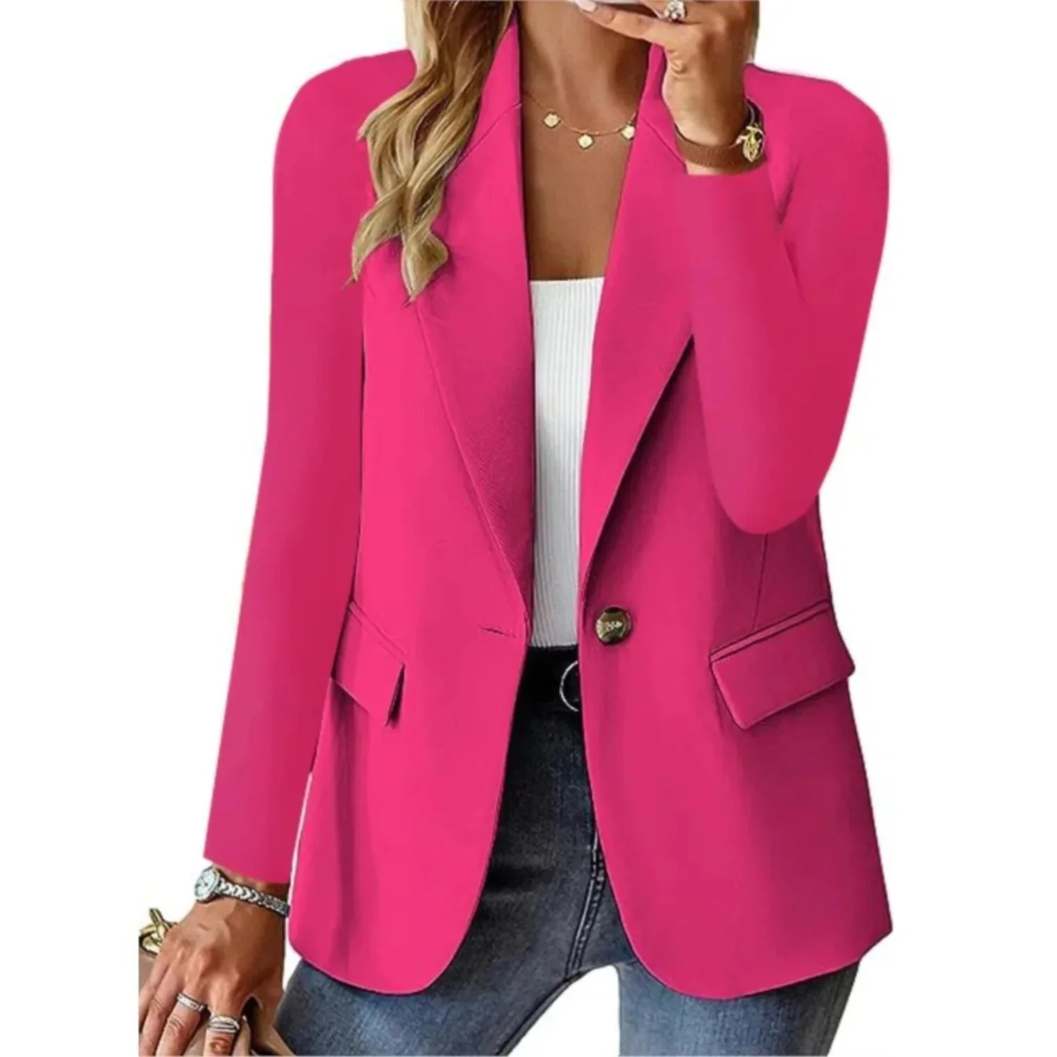 Damen Blazer Tailliert | Bequemer Stretch Blazer f��r Business und Freizeit | Modernes Sakko Figurbetont & Vielseitig