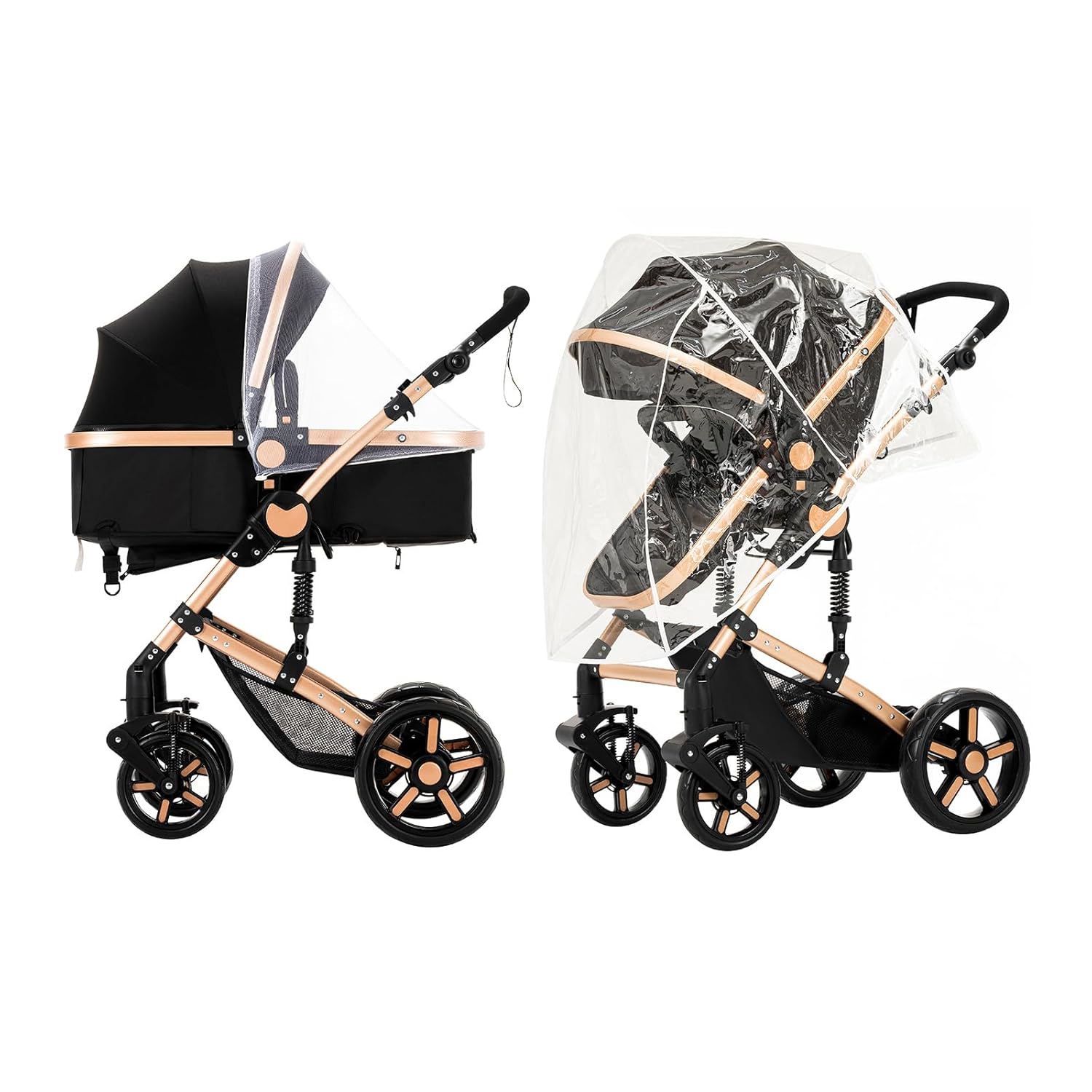 3 in 1 Kombikinderwagen 3 in 1 Reisesysteme Kinderwagen Infant Hochlandschaft Liegender Buggy Kinderwagen Neugeborenen Kinderwagen Faltbarer Standardkinderwagen (906 White)