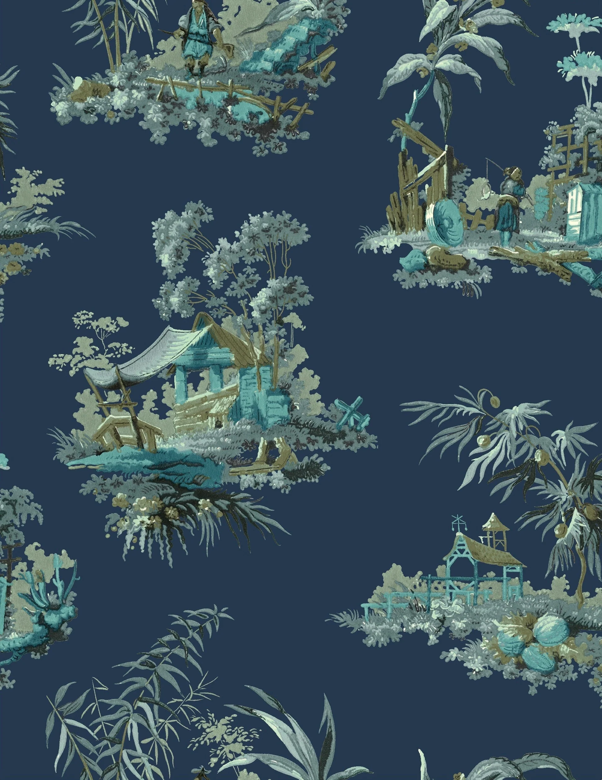 Vintage Oriental Wallpaper - Celadon