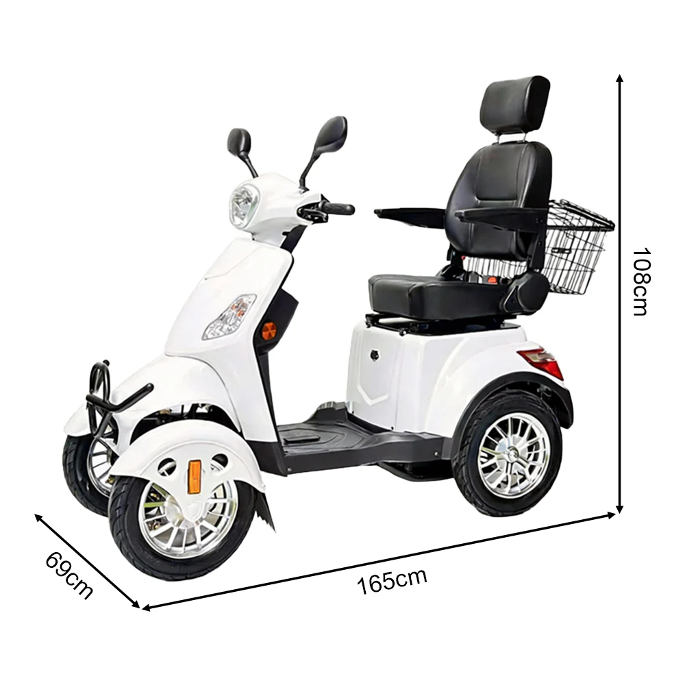 4-Wheel Electric Mobility Scooter with 3 Selectable Speed Modes and 500W Motor, 150kg Max Load