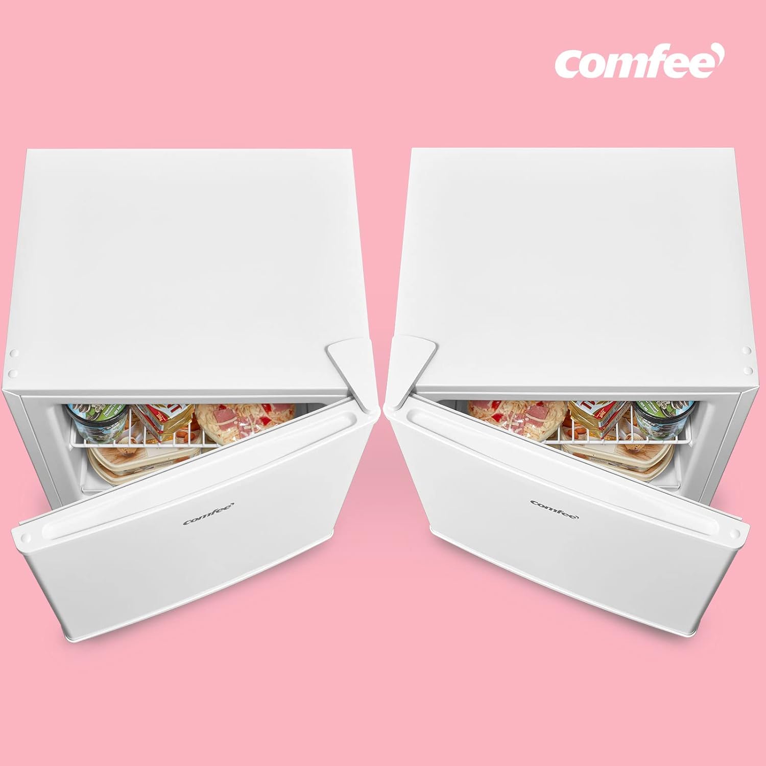 COMFEE RCU40WH3EU(E) 31L Mini Gefrierschrank mit Inverter-Kompressor, D-Energieeffizienz, 4-Sterne-Gefrierleistung, Leise 39 dB, Kompakter Tisch Gefrierschrank für Büro, Küche, Studentenwohnheim Weiß