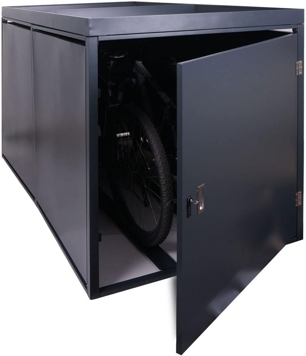 Mendler 2er-Fahrradgarage mit Pflanzkasten HWC-L56b, Fahrradbox, abschließbar verzinkter Stahl 125x113x208cm - anthrazit