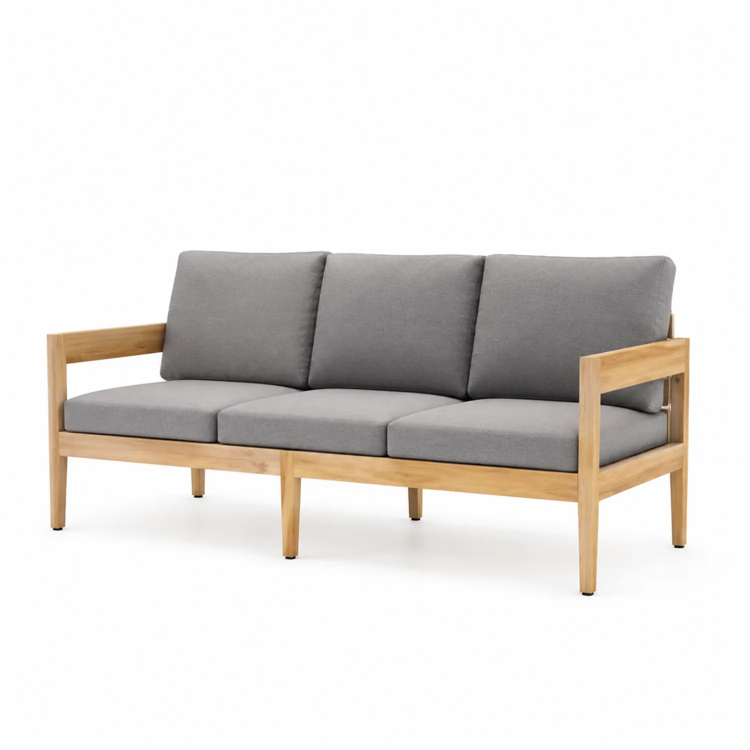 3-Sitzer Sofa aus Teakholz Grau 200cm