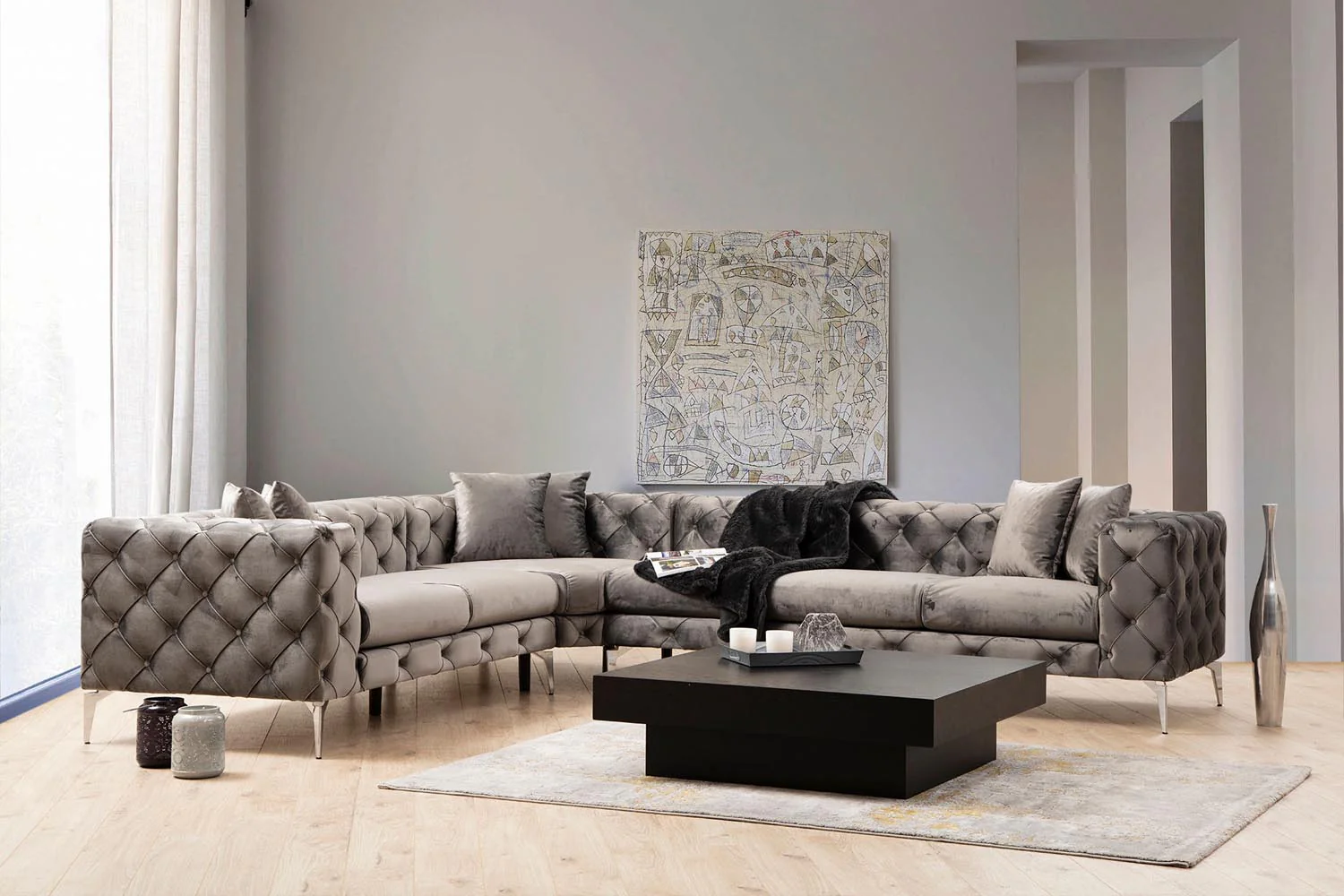 Como Left Ecksofa - Anthrazit