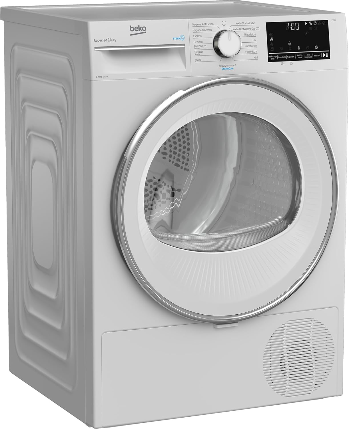 Beko B3T42239 Wäschetrockner 8KG, Frontlader Wärmepumpentrockner, Allergikergeeignet, 15 Programme, Dampffunktion, Multifunktionsdisplay, Aquawave Schontrommel, Weiß