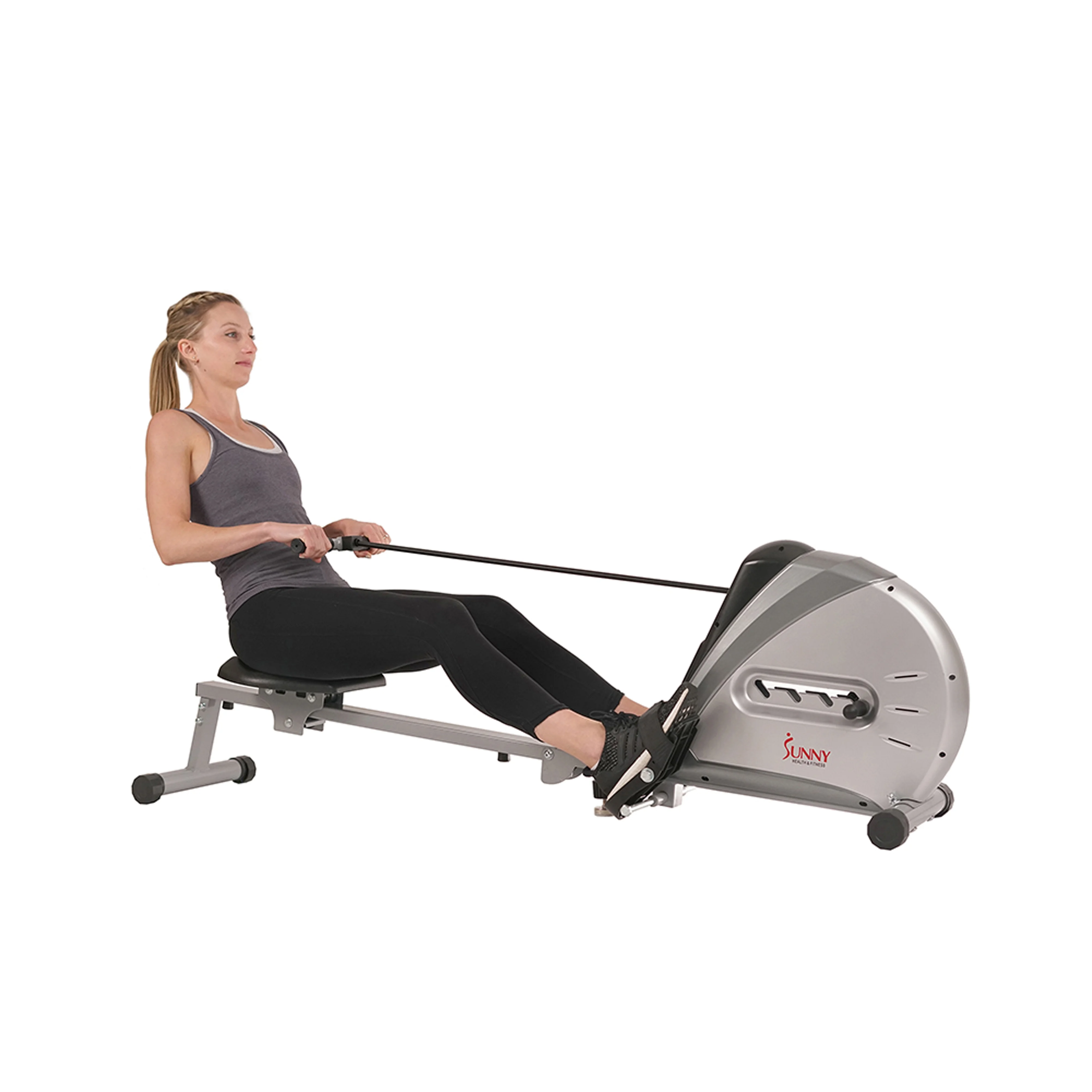 Roeimachine met elastisch koord Sunny Health & Fitness met LCD-scherm voor full-body training thuis, SF-RW5606