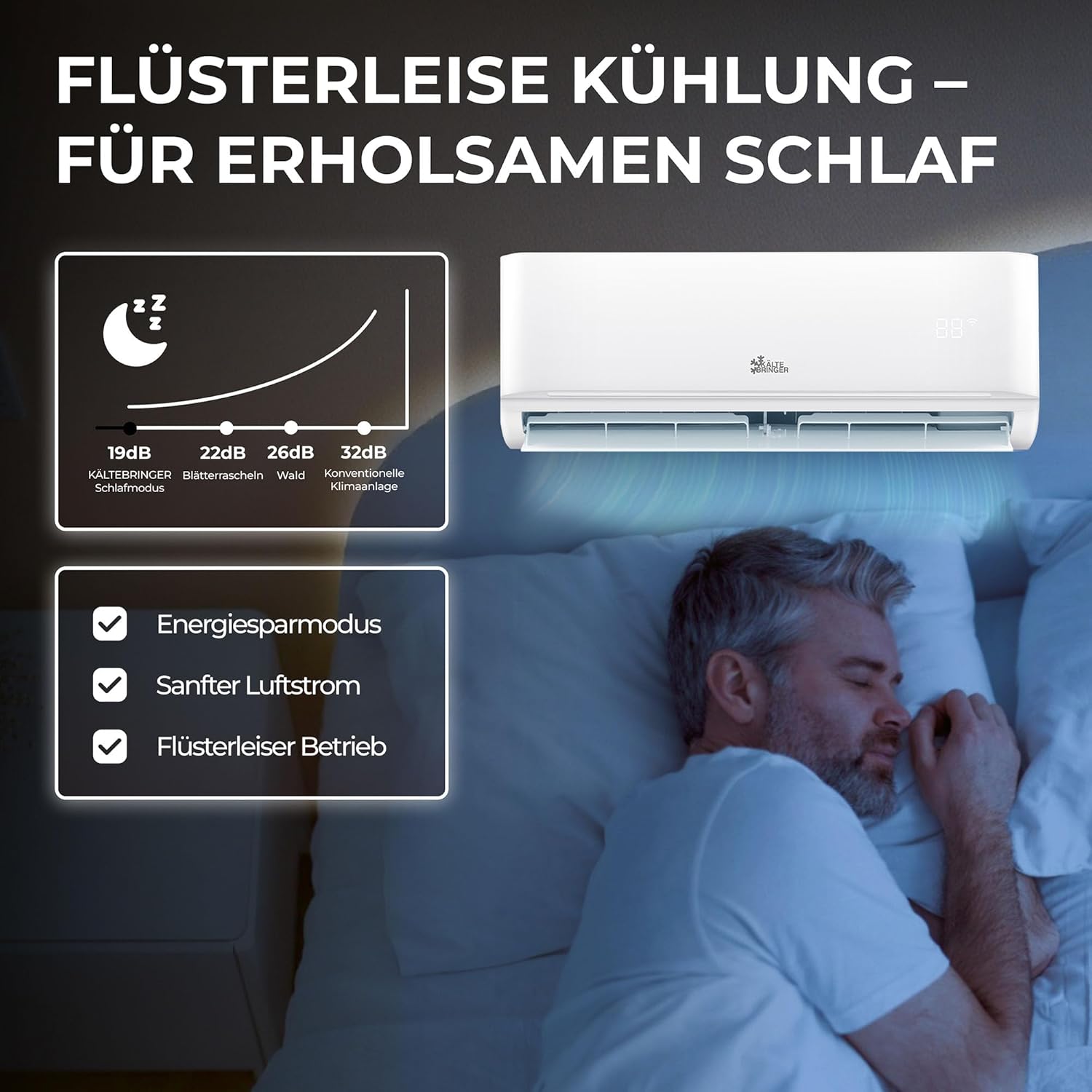 Kältebringer Multisplit Klimaanlage 3 Innengeräte - 27000 BTU - 7,9 kW - Inverter Klimagerät mit Heizfunktion, WiFi und App - sehr leise & energiesparend - Kühlen, Heizen, Lüften, Entfeuchten