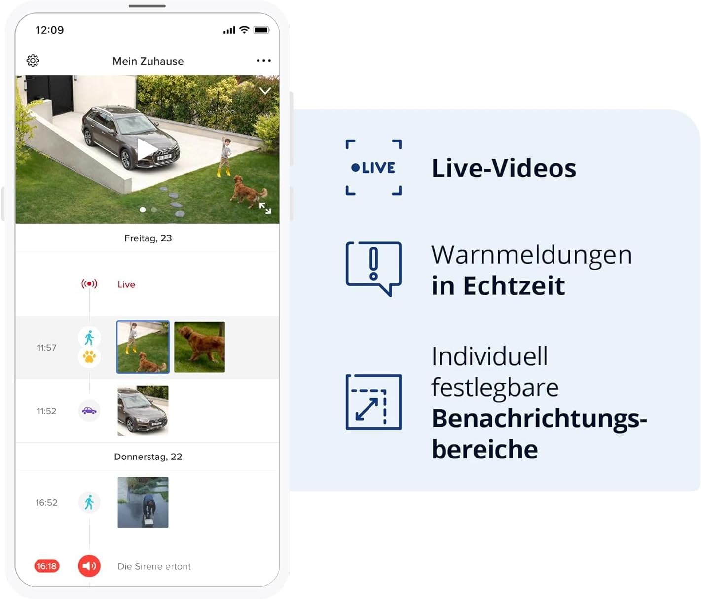 Netatmo AMZ Smarte Überwachungskamera für den Außenbereich mit 105 dB-Sirene, WLAN, Integrierte Beleuchtung, Bewegungserkennung, Nachtsicht, Ohne Abonnement, NOC-S-AMZ, 1080p