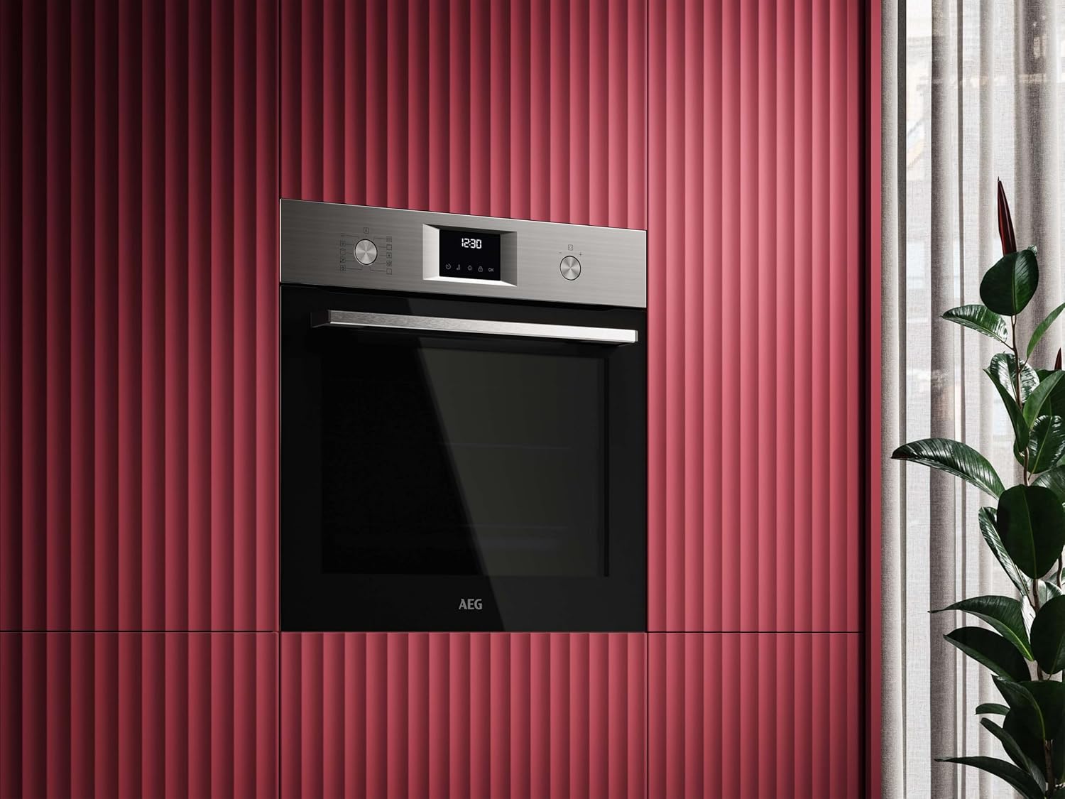 AEG Einbaubackofen – Serie 5 Ringheißluft: Gleichmäßige Garergebnisse auf 3 Ebenen – Pyrolyse Selbstreinigung – 25 Automatikprogramme – LED-Touchdisplay – Schnellaufheizung – Schwarz – BPE53516AB