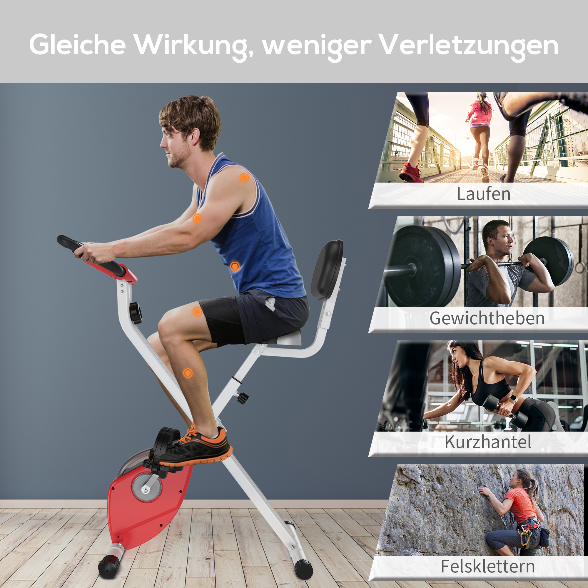 Hometrainer, fietstrainer, trainingsfiets met in 8 niveaus instelbare magnetische weerstand, staal, wit, 43 x 97 x 109 cm