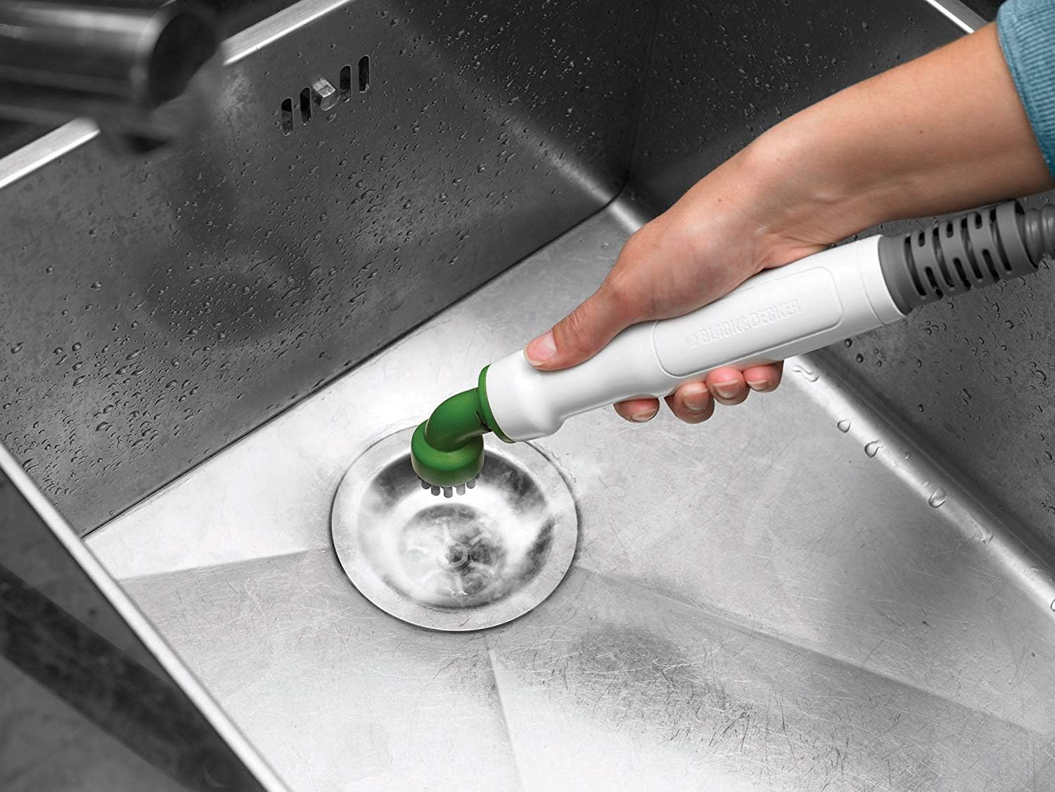 Black+Decker 15-in-1 Dampfbesen Steam-mop (mit Steamitt Dampfhandschuh zur Oberflchenreinigung, AutoSelect für richtige Menge Dampf, 180° drehbarer Reinigungsfu, inkl. 15-tlg Zubehr)