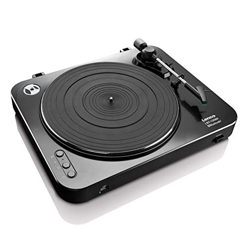 Lenco LBT 120 BK  Giradischi USB semiautomatico   Con Bluetooth   Trazione a cinghia   2 velocità 33 giri/min, 45 giri/min   Digitalizzazione senza PC   Nero : Elettronica