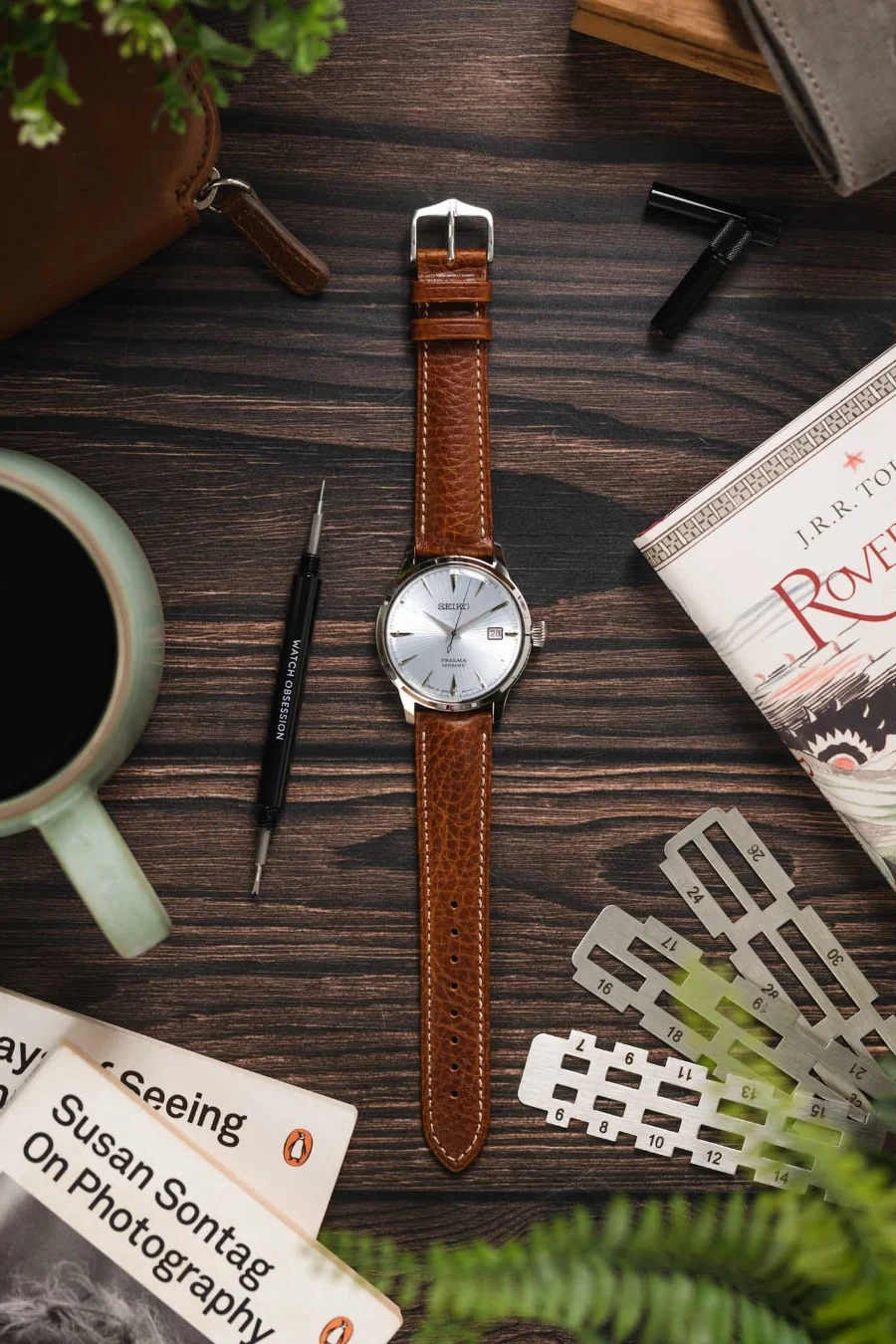 Hirsch BOSTON NQR Gold Brown Buffalo Calfskin Watchstrap