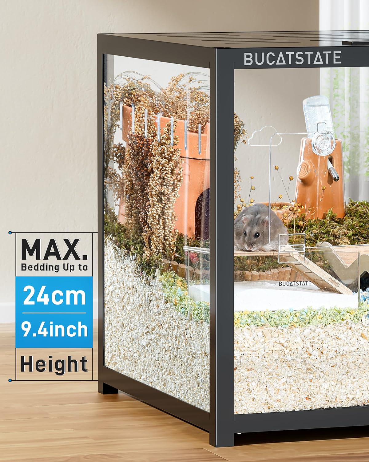 BUCATSTATE Hamsterkäfig 3,0: Metall Rattenkäfig Kleintierkäfig Groß Stapelbar mit Einfacher Montage 120L x 60W x 62H cm für Nager, Mäuse, Zwerghamster (0,72m², Weiß)