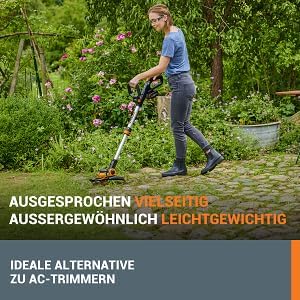 WORX 18V(20V MAX) Akku Rasentrimmer WG163E.3, 2-in-1 rasenkantenschneider mit 90° drehbarer Trimmerkopf, Teleskopstiel, Powershare, 2 x 2,0 Ah Akku