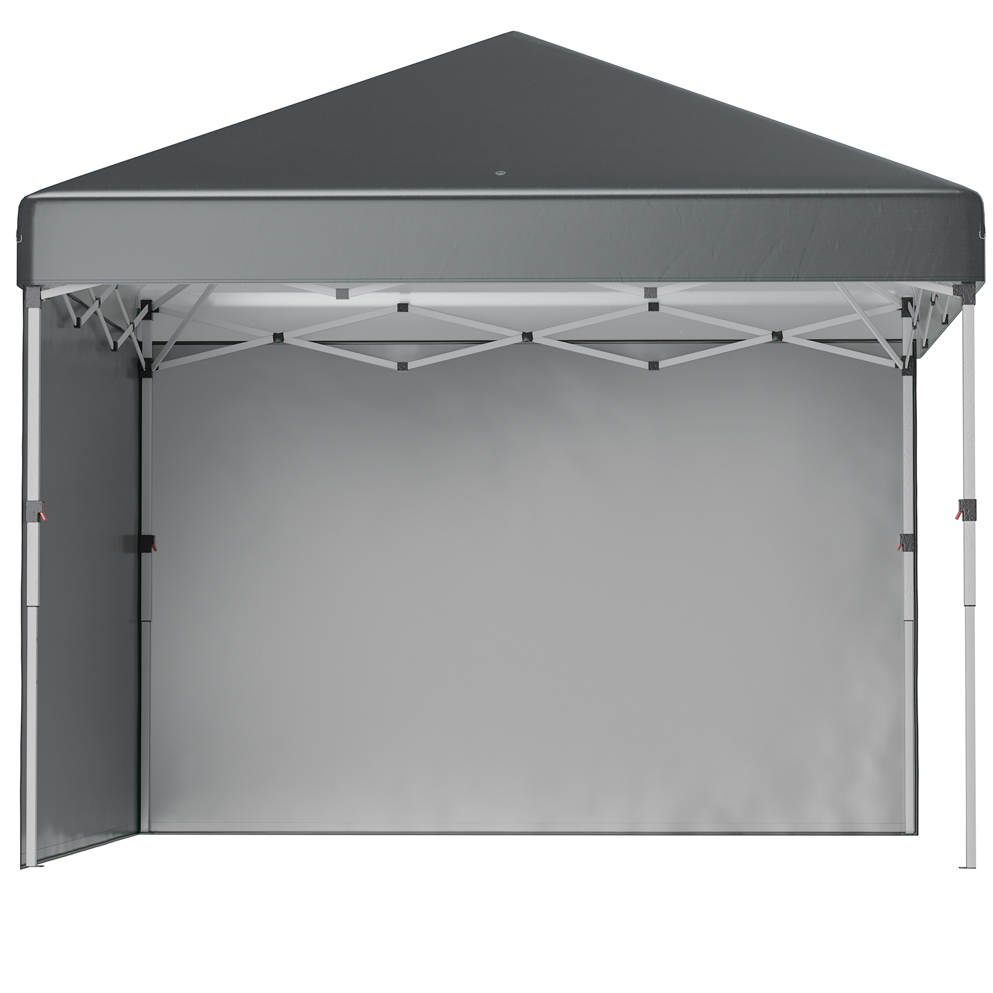 Opvouwbare paviljoen met 2 zijwanden, verstelbare hoogte, inclusief draagtas, roestvrij stalen frame, 3x3 m, Donkergrijs