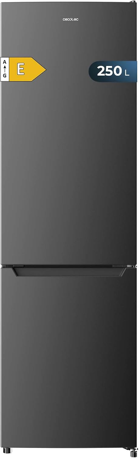 Cecotec Kühl-Gefrierkombination Bolero CoolMarket Combi 250 Dark E. Energieklasse E Kühl-Gefrierkombination Dunkler Edelstahl 180X55Cm, 250L, No Frost, Multi Air Flow und Humidity Box Schublade