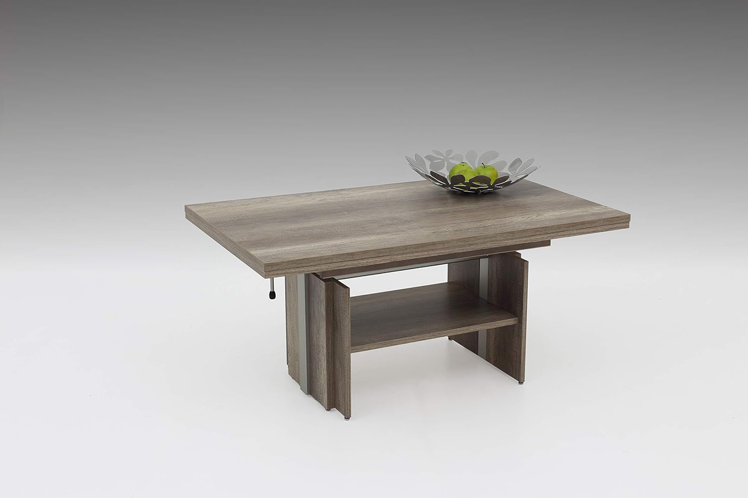 Hela Tische, Couchtisch Wohnzimmertisch Jerome, Holzwerkstoff melaminbeschichtet, Wildeiche, ausziehbar 110-177cm, höhenverstellbar mit Lift 53-69cm