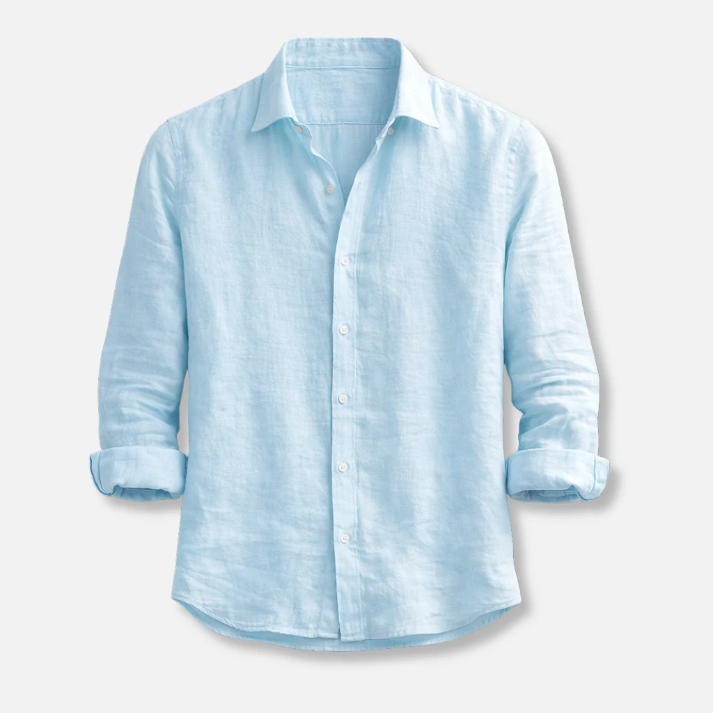 Leinen-Sommerhemd �C Button-Down mit Krempel?rmeln f��r Herren