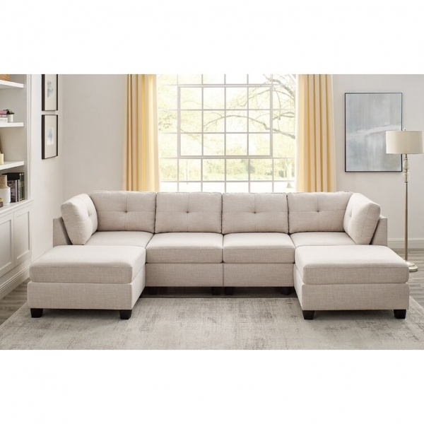 Chenault 92&prime;&prime; Wide Reversible Modular Sofa & Chaise With Ottoman