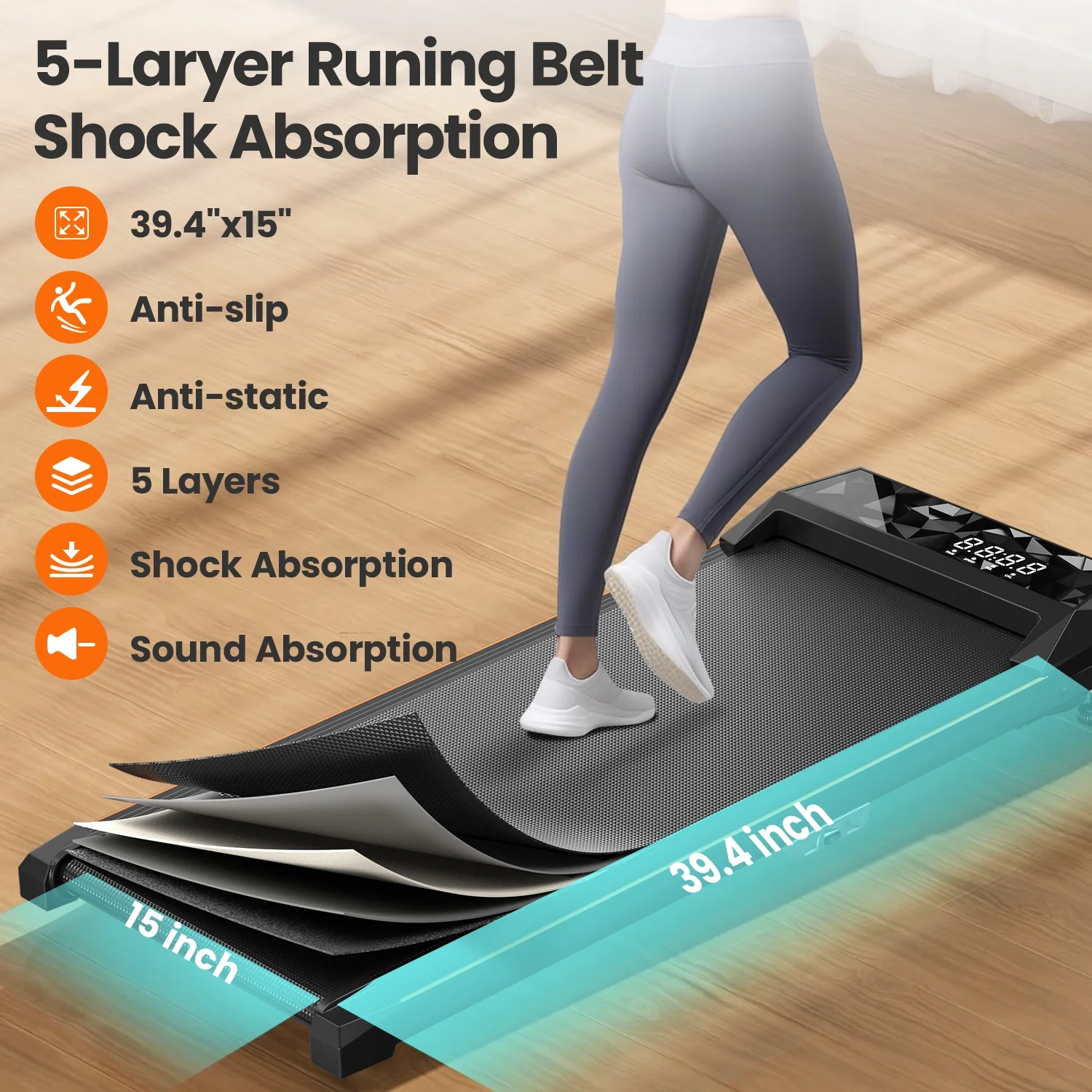 CoolHut Walking Pad, Under Desk Treadmill, 4 in 1 Home/Office Treadmill, No Installation, Low Noise, LED Display, 265 lb. Capacity with Remote Control