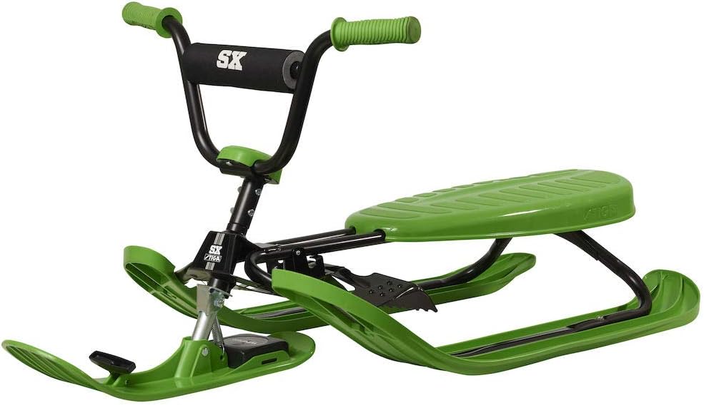 STIGA Snowracer Curve SX – Robuster Schlitten mit BMX-Lenker, Stahlrahmen, Bremse und Zugseilwinde – Lenkschlitten für Kinder ab 7 Jahren und Erwachsene, Max. 90 kg