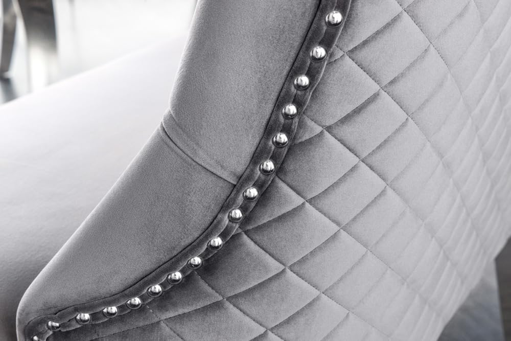 riess-ambiente.de Design Sofabank Castle Deluxe 165cm grau Samt Löwenkopf Chesterfield Barock, Esszimmerbank mit Rückenlehne, Sitbank, Küchenbank, Polsterbank