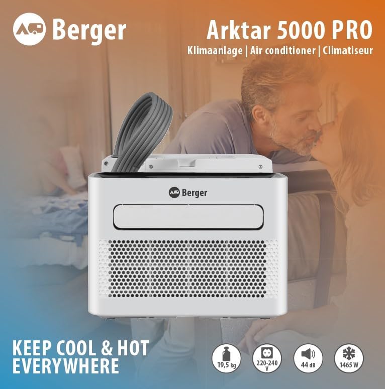 BERGER Arktar 5000 Pro Mobile Split-Klimaanlage mit Heizung | Klimaanlage mobil für Camping Wohnwagen Wohnmobil | Klimagerät zum Kühlen Entfeuchten | App Steuerung und Timerfunktion