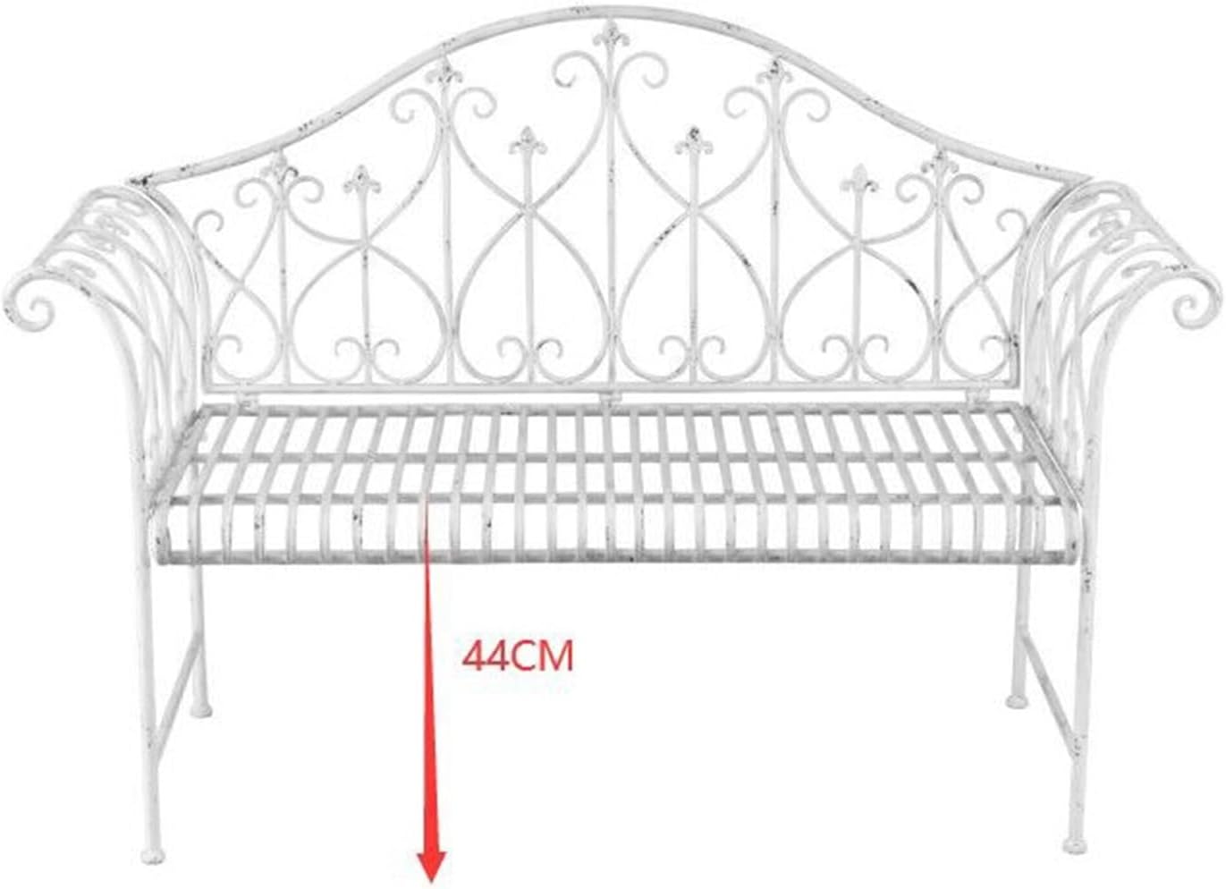 HTI living Metall Gartenbank Weiß romantisch nostalgisch Sitzbank Nostalgische Metallbank