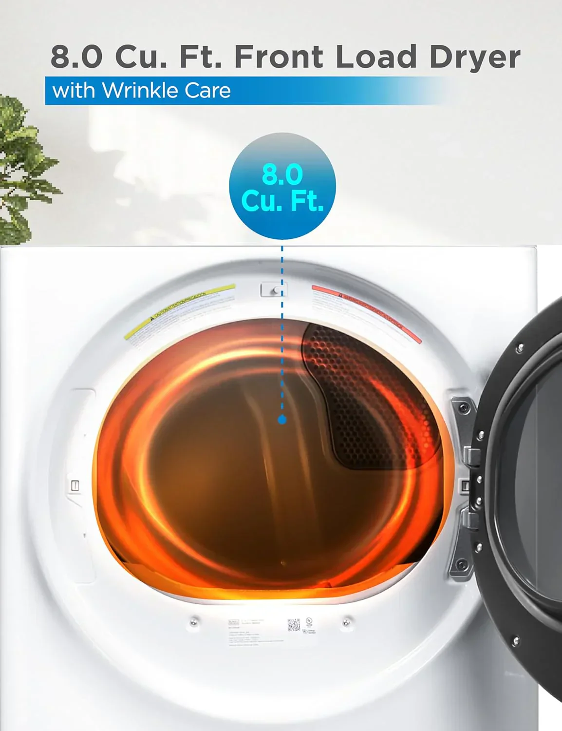 Compact Clothes Dryer 1.5 Cu. Ft. 850W Electric Dryer 120V Vented Dryer Stainless Steel Drum