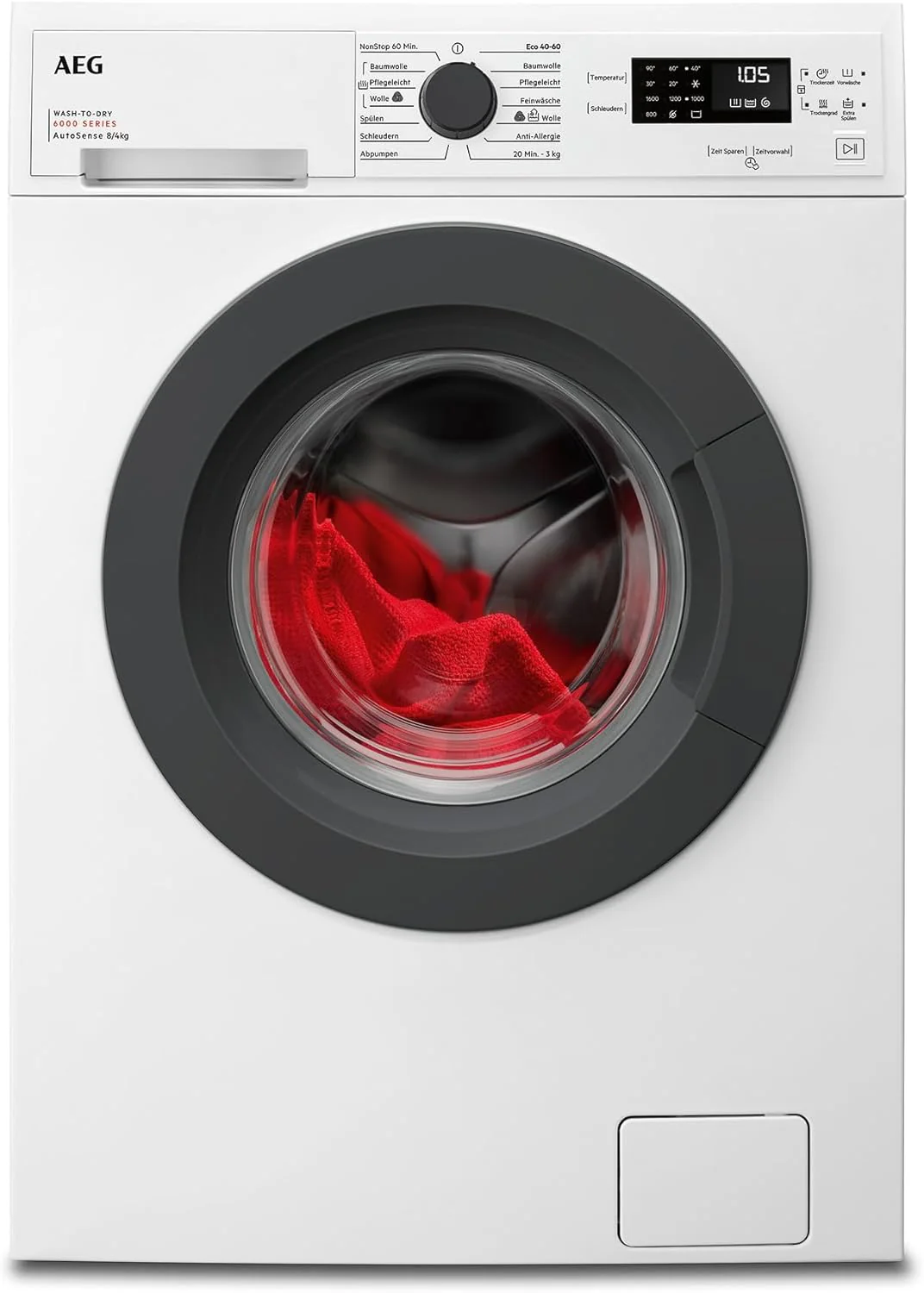 AEG L7WBA60680 Was-droogcombinatie / DualSense - voorzichtige verzorging / 8 kg Wassen / 5 kg Drogen / D / energiezuinig / Beladingsherkenning / Bijvulfunctie / ProSteam - Opfrisfunctie / 1600 tpm Wit