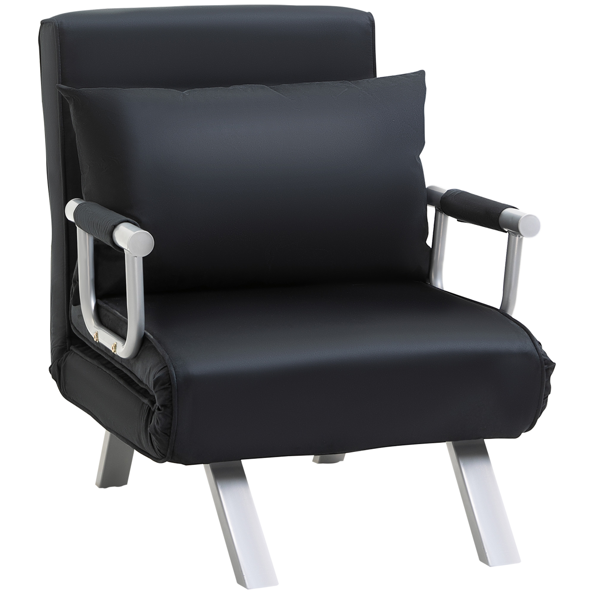 3-in-1 slaapbank, logeerbed, fauteuil inclusief kussens, zwart