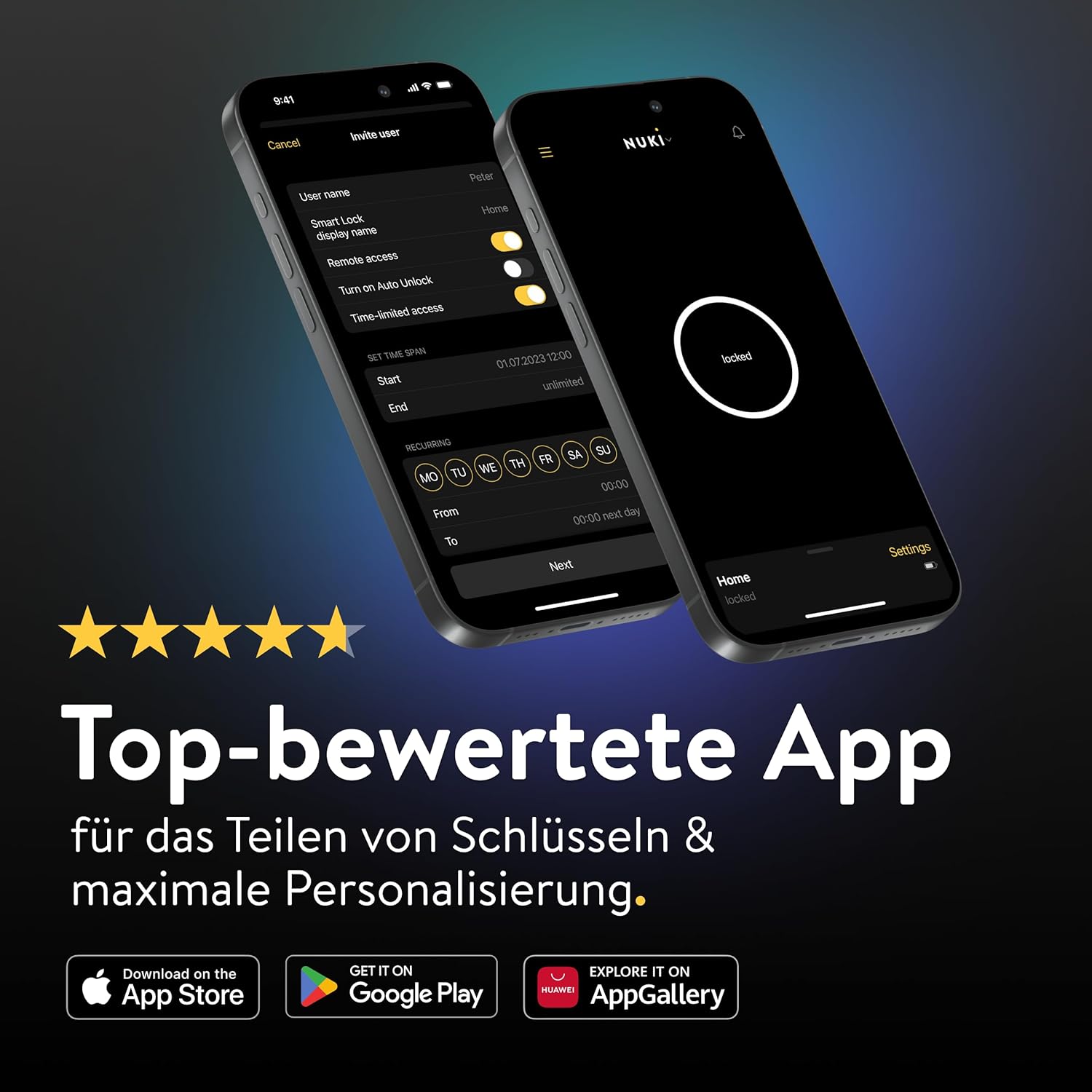Nuki Smart Lock Go (2025) mit Bluetooth, WLAN & Matter, elektronisches Türschloss macht Smartphone zum Schlüssel, Nachrüsten ohne Zylindertausch – Smart Lock