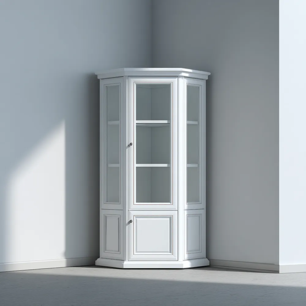 Eckvitrine Holz 60x40x180 cm - Weiß - Klassisches Design