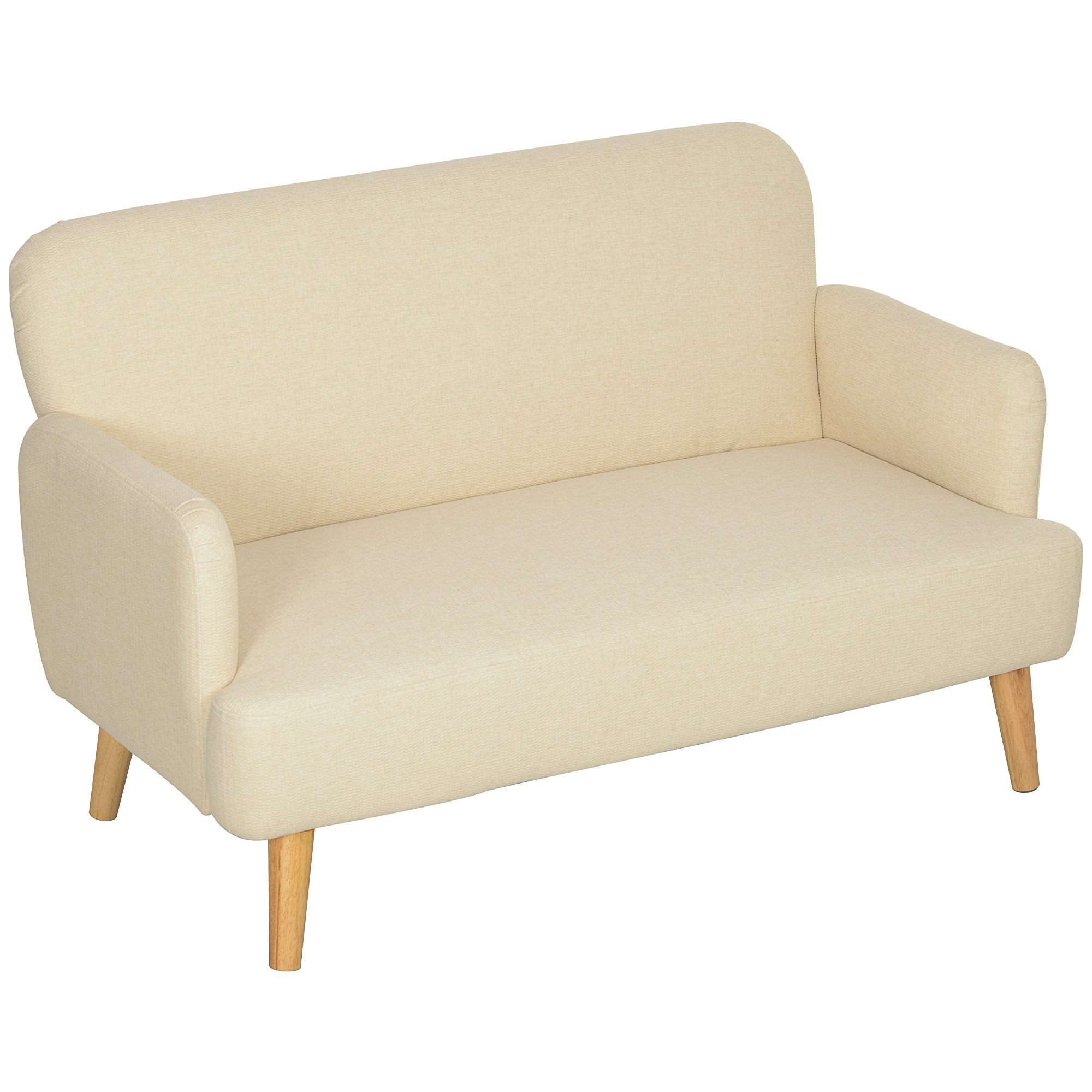 Tweezitsbank, Compact, Huidvriendelijke Bekleding, Tot 240 kg, 130x74x79 cm, Cr��mewit