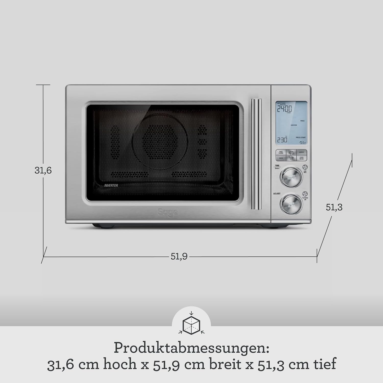Sage - The Combi Wave 3 in 1 - Heißluftfritteuse, Konvektionsofen und Mikrowelle - Gebürsteter Edelstahl