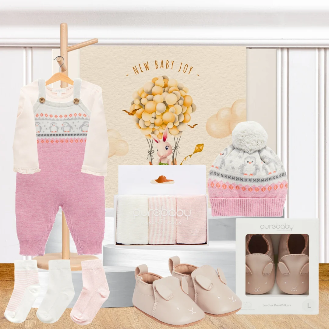 Pink Bundle & Baby Shoes Hamper