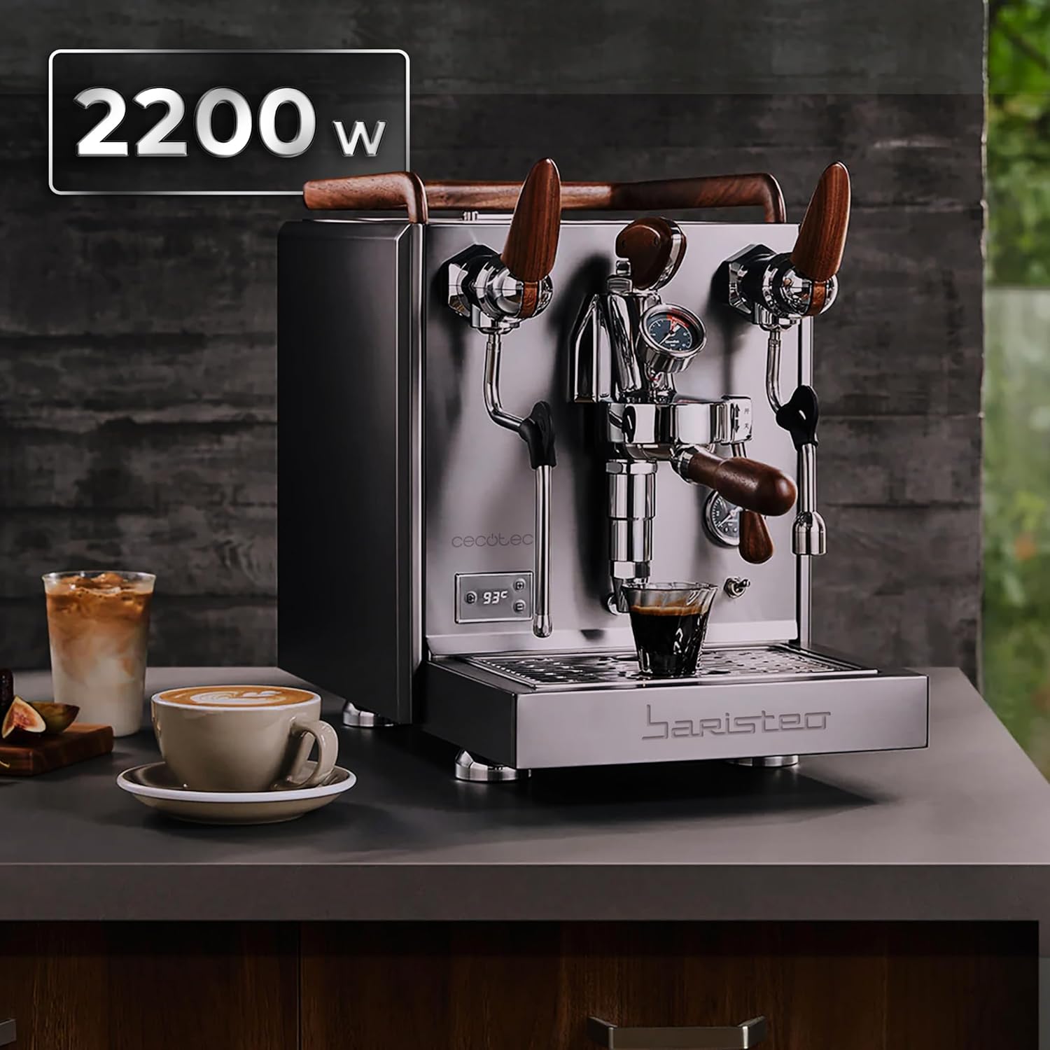 Cecotec Espresso-Kaffeemaschine Barista Baristeo Intima, professionelle Barista-Espressomaschine, Vorbrüh-System, 15 Bar Pumpe, einfaches Befüllen, 1,7L Wassertank und Tassenwärmer