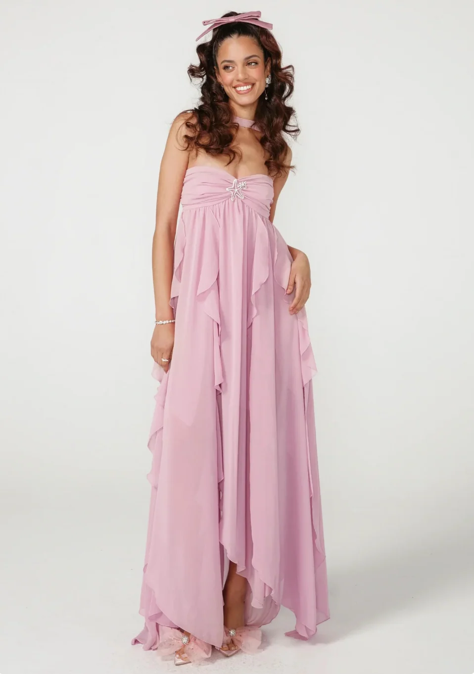 ?therisches Maxikleid mit Neckholder und r��ckenfreiem Design