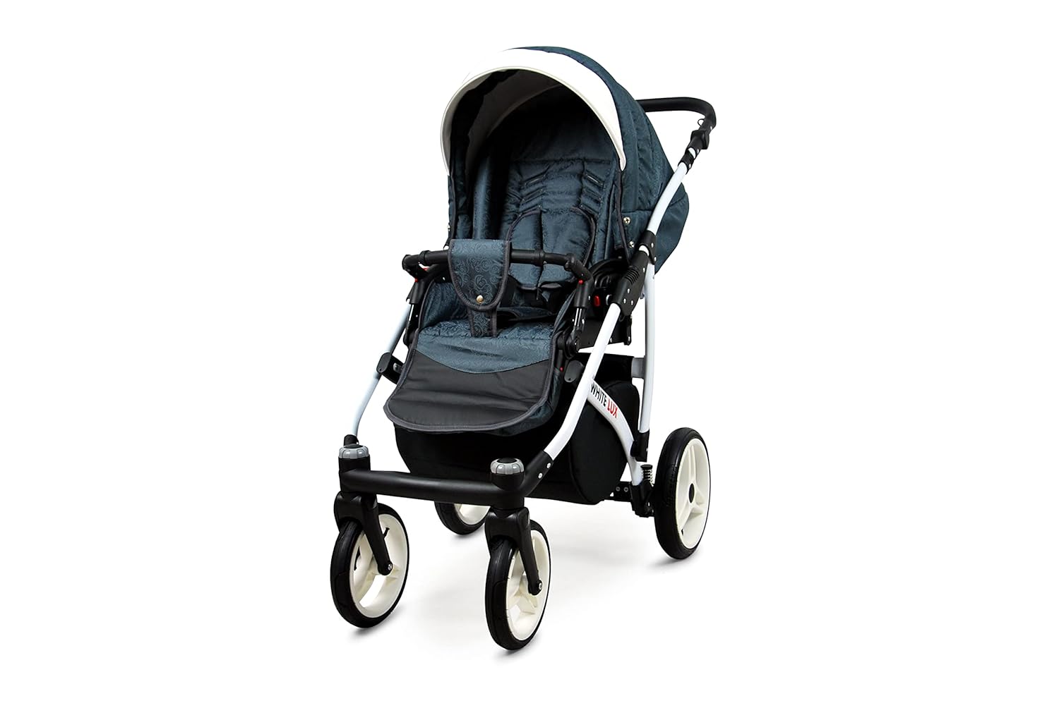 BabyLux® Bambimo Kinderwagen Set 3 in 1 - White Lux - incl. Babywanne, Buggy Sportsitz, Auto-Babyschale - Autositz - Kinderwagenset - Kombikinderwagen mit Wickeltasche, Regenschutz usw.