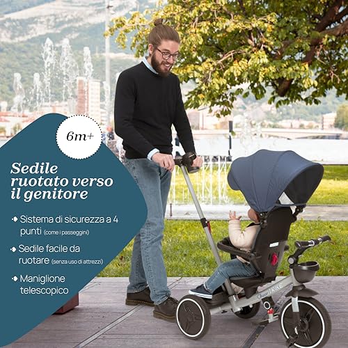 Chicco, Triciclo Bambini 4in1, Telaio in Metallo, Ruote in Gomma EVA, Cintura a 4 Punti, Maniglione Telescopico e Cappottina Rimovibili, Passeggino con Seduta Reversibile, Cestini, 6 mesi   5 anni : Amazon.it: Giochi e giocattoli