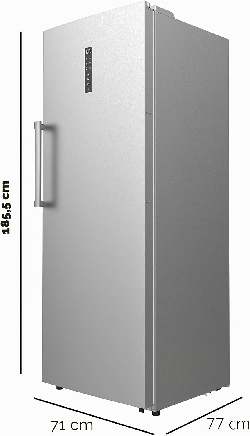 Cecotec Gefrierschrank Bolero CoolMarket UF 380 Edelstahl. 380 Liter, Energiesparend, Motor Inverter Plus, Total No Frost, Kontrollbildschirm, Kühlschrank, Edelstahl