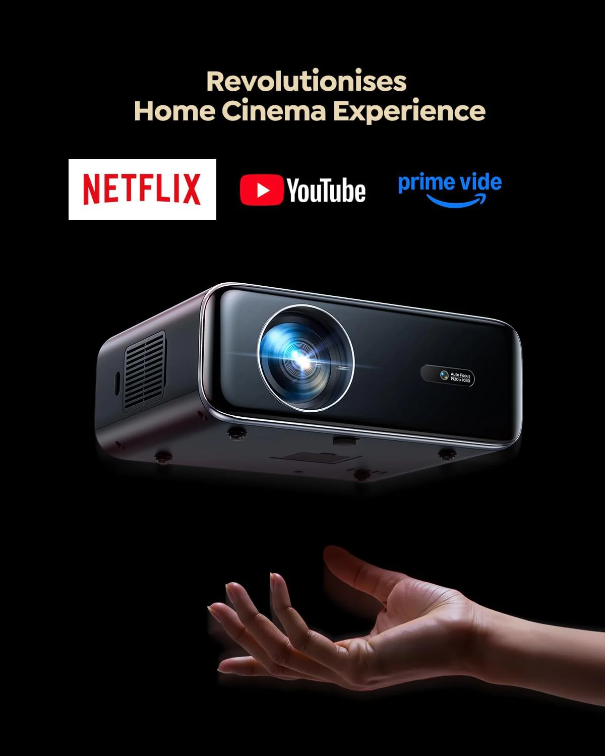 [Built-in Official Apps/4K Support] Smart Outdoor Projector with WiFi and Bluetooth